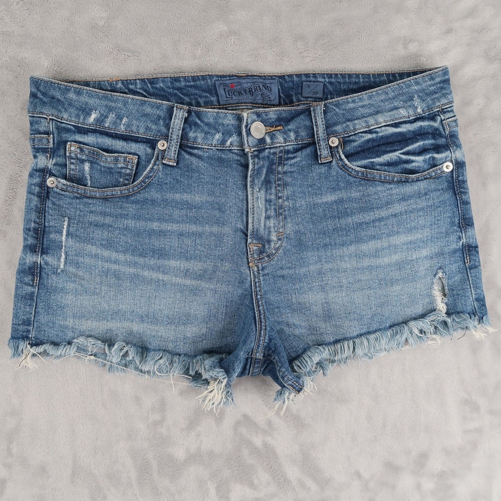 Lucky Brand Shorts Womens 8/29 Fits 32x2.5 Blue Cut Off Distressed Frayed Hem
